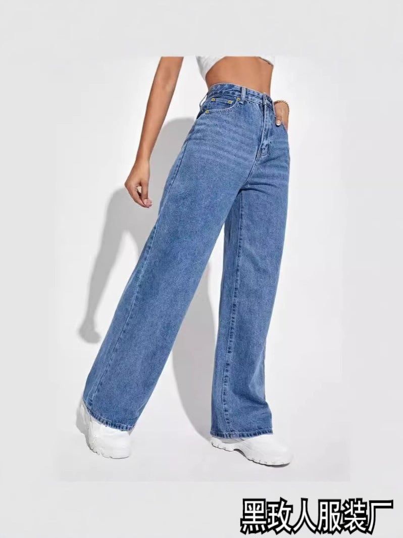 New Women'S Jeans Women'S High-Waisted Slim Straight Denim Trousers Style - Image 2